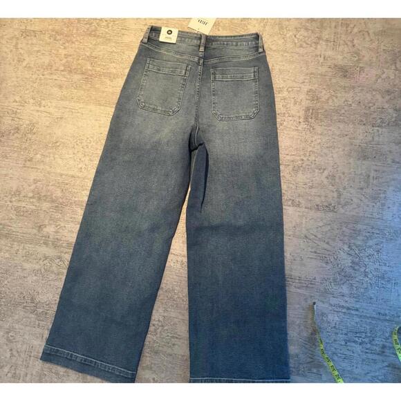 NWT JBD Custom Hand Painted Evil Eye stretch wide leg jeans sz 28 - Picture 2 of 5